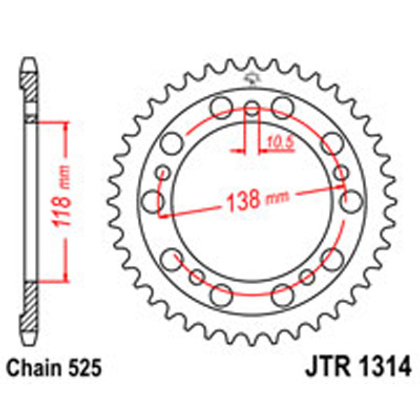 JT JT Rear Sprockets R/W 1314-39T HON (4343)